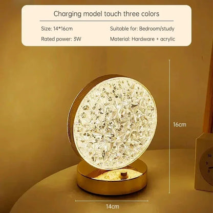 Crystal 3D Moon Night Light – Touch Dimmable USB LED Table Lamp for Bedroom &amp; Home Decor, Aesthetic Bedside Light for Girls' Room &nbsp;