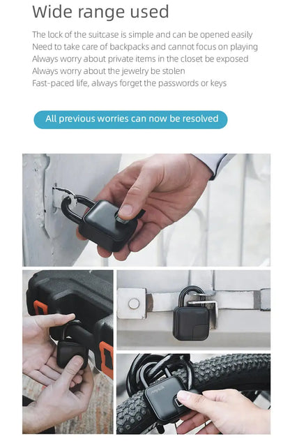 Smart Bluetooth Fingerprint Padlock with Remote Unlock via Tuya App and Extended Battery Life