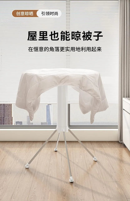 Compact Double-Layer Folding Drying Rack for Floor-to-Ceiling Balcony Use
