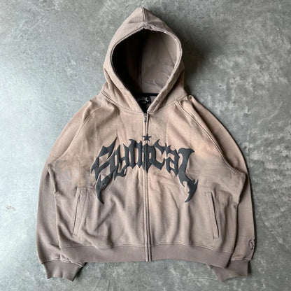 Y2K-Inspired Oversized Harajuku Sweatshirt for Women – Gothic Letter Print Hip Hop Pullover Hoodie, Casual American Streetwear Style
