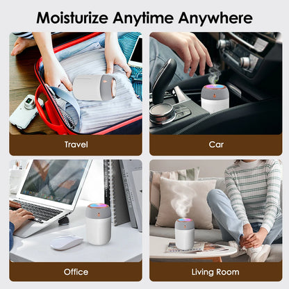 Mini USB Portable Air Humidifier with Aroma Diffuser, LED Cool Light, 330ml Mist Purifier for Room, Home, Car, and Plants