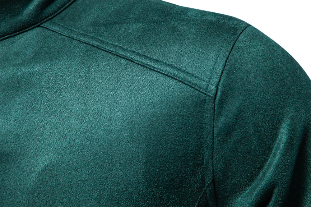 AIOPESON Men's Faux Suede Stand Collar Zip-Up Jacket Casual Business Trucker Coat