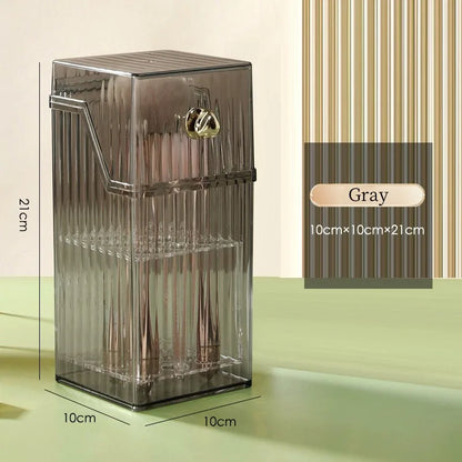 Dustproof Makeup Organizer Box – Lipstick, Brush, Skincare & Palette Storage for Desktop Use