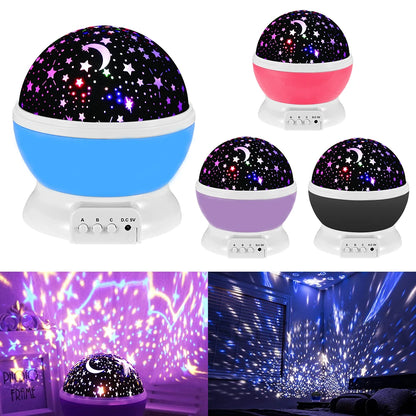 Rotating Starry Sky Night Light Projector – Galaxy Moon Lamp for Baby Nursery, Bedroom Decor &amp; Table Lighting