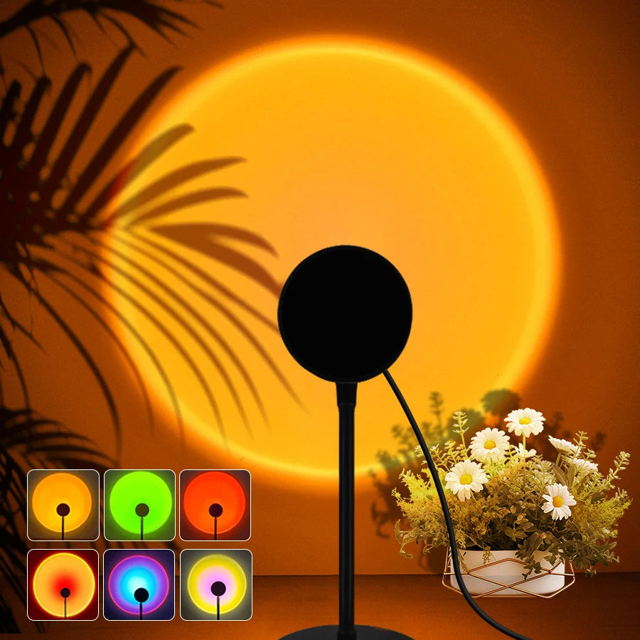 USB Sunset Projection Lamp – Ambient Mood Light for Bedroom, Living Room, Bar, and Photography Backdrops &nbsp;