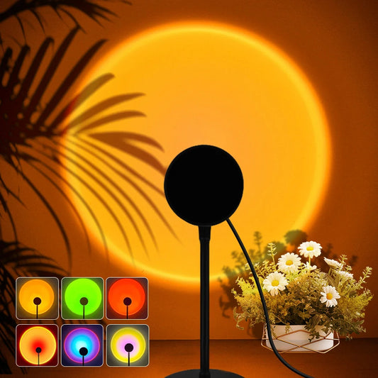 USB Sunset Projection Lamp – Ambient Mood Light for Bedroom, Living Room, Bar, and Photography Backdrops &nbsp;