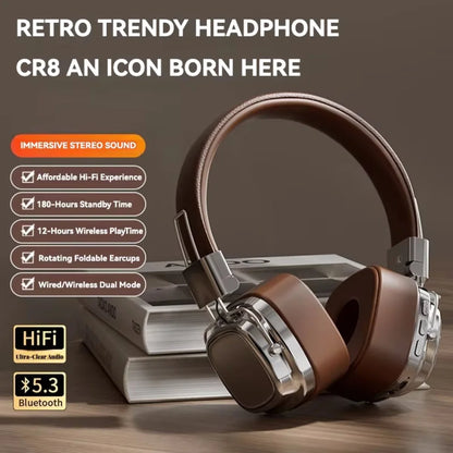 2025 Retro-Style Wireless On-Ear Bluetooth Headphones – Foldable DJ Stereo Headset with Bluetooth 5.3, Ideal for Gaming
