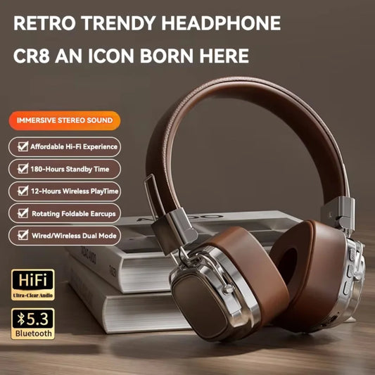 2025 Retro-Style Wireless On-Ear Bluetooth Headphones – Foldable DJ Stereo Headset with Bluetooth 5.3, Ideal for Gaming