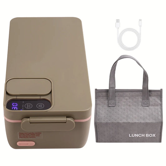 Cordless Electric Heated Lunch Box – 1L Rechargeable Self-Heating Food Container with 304 Stainless Steel Inner