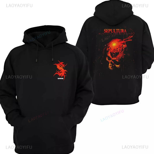 Brazil Vintage Sepultura Metal Band Men’s Thrash Metal Printed Hoodie – Gothic Trend Fashion Autumn & Winter Sweatshirt for Women