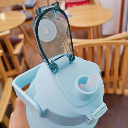 2L Motivational Water Bottle with Time Markers – Leakproof Large Capacity Sports Bottle for Fitness, Office &  Outdoor Use