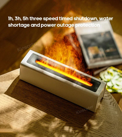 Ultrasonic Flame Effect Aroma Diffuser – Essential Oil Humidifier with RGB Fire Light &amp; Night Glow Mist