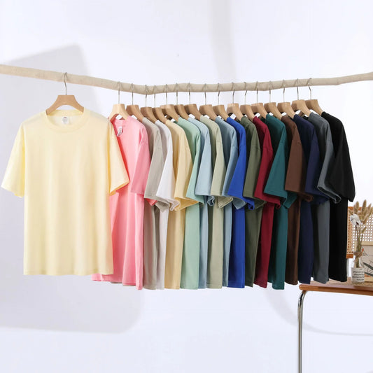 Unisex 100% Cotton Summer T-Shirt – Casual Loose Fit, Breathable Solid Color Tee for Men & Women
