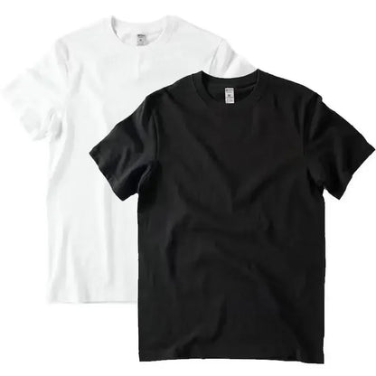 2-Pack Basic Solid Color T-Shirts for Men and Women, 100% Cotton, White and Black, Loose Fit, Short Sleeve, O-Neck, Perfect Couple Tops