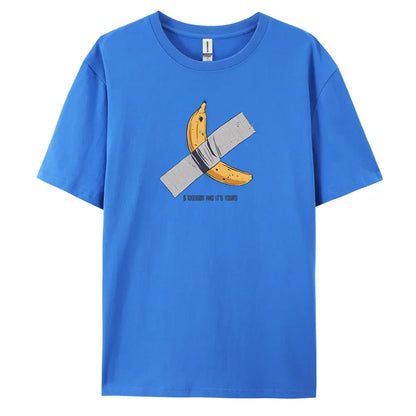 Men's Oversized Casual Banana Print T-Shirt – 100% Cotton Short Sleeve Fashion Tee