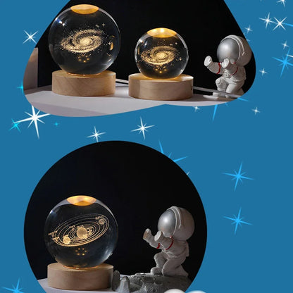 Christmas 3D Crystal Ball Galaxy Projector Lamp – USB Night Light with Planetary Projection, Romantic Gift for Couples, Festive Ambient Lighting