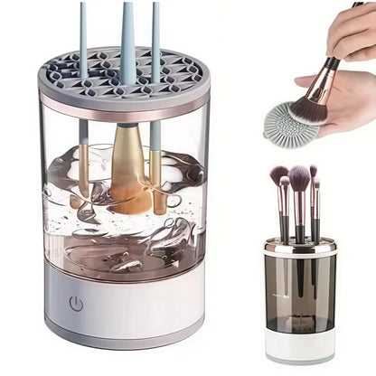 Portable USB Electric 3-in-1 Makeup Brush Cleaner with Drying Rack – Fast and Easy Brush Washer