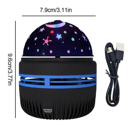 USB LED Rotating Star Projector Night Light – Moon &amp; Star Galaxy Lamp for Home &amp; Holiday Decoration