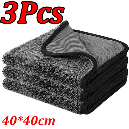 1–10Pcs Double-Sided Microfiber Car Cleaning Towels – Super Absorbent, Quick-Dry Cloths for Washing, Drying & Detailing