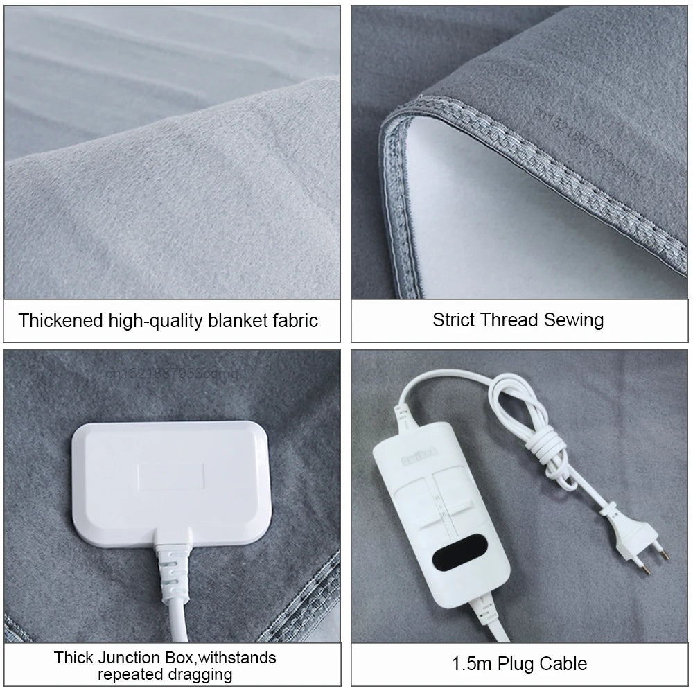 Double Electric Heating Blanket with Automatic Thermostat – 220V Bed Warmer Mattress Pad with EU Plug
