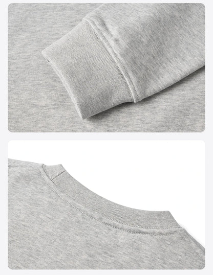 SIMWOOD 2025 Oversized 340gsm Brushed Fleece Sweatshirt – Embroidered Heavy-weight Pullover for Men