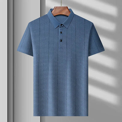 Men’s Breathable Ice Silk Polo Shirt – Seamless Short Sleeve Business Casual Summer Top