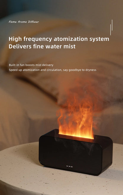 USB Flame Effect Humidifier with Aromatherapy – 7-Color LED Night Light, Low Noise, Essential Oil Diffuser for Multi-Scene Use &nbsp;