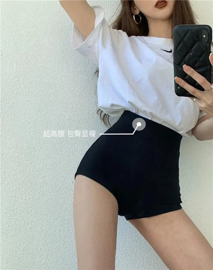 Women's High-Waist Black Shorts – Slim Fit Solid Color Summer Bottoms for Dance, Club, K-pop, and Streetwear Style (Up to 5XL)