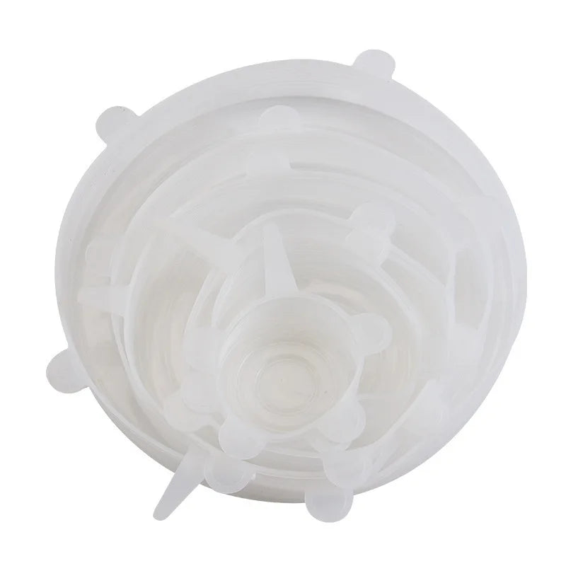 Set of 6 Food-Grade Silicone Stretch Lids – Universal Round Kitchen Covers with Airtight Seal, Reusable and BPA-Free for Food Storage
