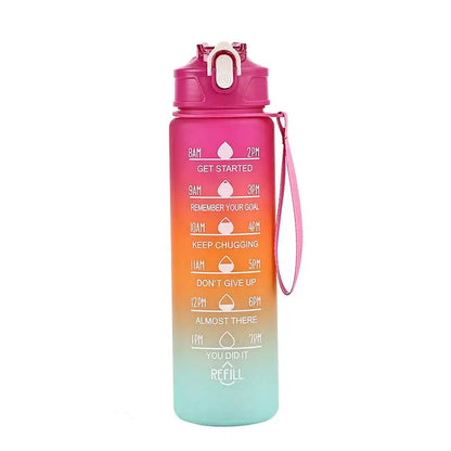 Time-Marked Sports Water Bottle with Straw and Leak-Proof Flip Lock – Portable Hydration Bottle for Outdoor Activities