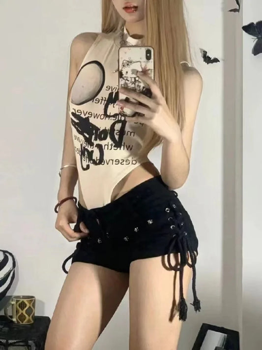 Women's Retro Lace-Up Shorts – Trendy Streetwear for Summer | Casual & Stylish Fit