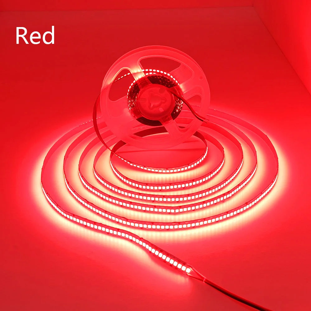 5M Flexible 2835 LED Strip Light, 240 LEDs/m, DC12V/24V – High Brightness, Cuttable Tape Light in Red, Green, Blue