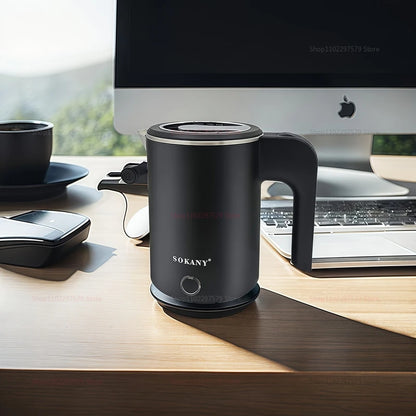 Portable 500ML Electric Travel Kettle – Stainless Steel Smart Water Boiler &amp; Heater for Tea, Coffee, and Home Use