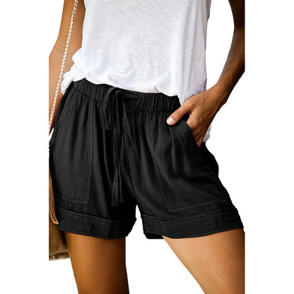 2023 Summer Women's High-Waisted Casual Shorts – European &amp; American Style Lace-Up Loose Fit Twill Wide-Leg Pants &nbsp;