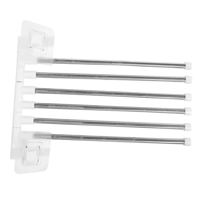 Rotating Bathroom Towel Rack – Punch-Free Wall-Mounted Stainless Steel Organizer with Suction Cup