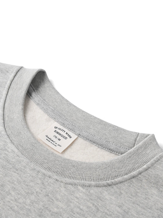 SIMWOOD 2025 Oversized 340gsm Brushed Fleece Sweatshirt – Embroidered Heavy-weight Pullover for Men