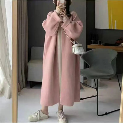 2024 Women's V-Neck Knit Cardigan – Long Sleeve Open Front Sweater, Loose Fit Solid Color Winter Outerwear