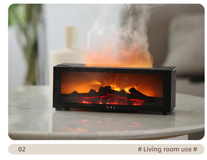 3D Flame Essential Oil Diffuser with Colorful Fireplace Aromatherapy Humidifier and Remote Control