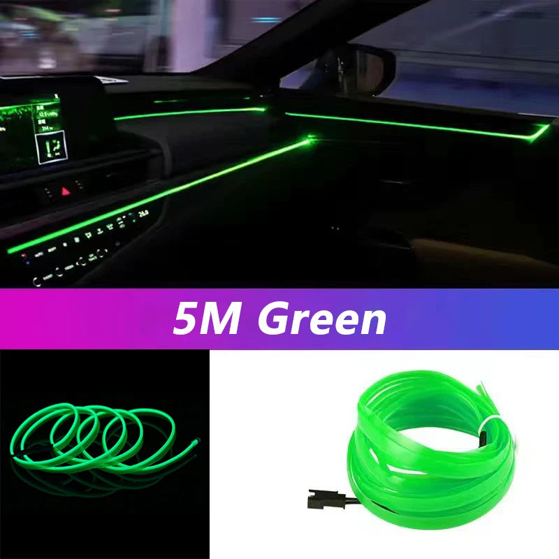 5M LED Car Interior Ambient Light Strip – Flexible Neon USB Decorative Wire for DIY Auto Styling &amp; Party Use
