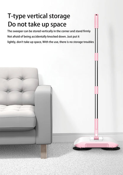 All-in-One Manual Sweeping Broom & Dustpan Set – Hand-Push Floor Sweeper & Vacuum Cleaner for Home Use
