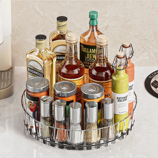360° Rotatable Non-Slip Storage Rack for Kitchen and Bathroom — Spice, Cosmetic, and Cabinet Organizer Tray