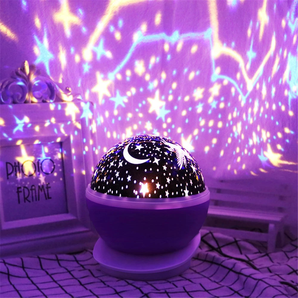 Rotating Starry Sky Night Light Projector – Galaxy Moon Lamp for Baby Nursery, Bedroom Decor &amp; Table Lighting