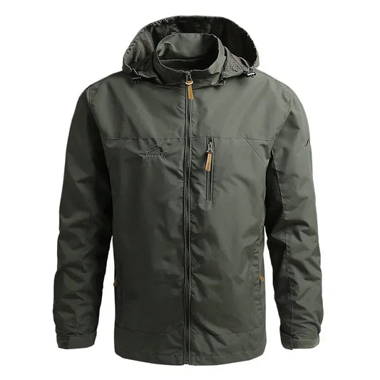 Men's Waterproof Hooded Windbreaker – Casual Outdoor Jacket for Hiking, Camping, and Fishing