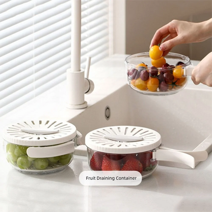 2-in-1 Folding Rice Washer & Strainer Bowl with Lid – Multi-Function Plastic Basin for Rinsing Fruits, Vegetables & Grains