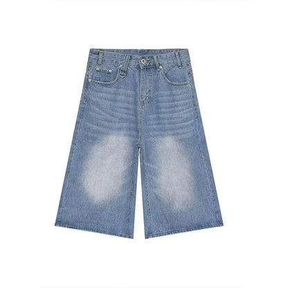 Men's Baggy Denim Shorts – Retro Y2K Casual Wide-Leg Calf-Length Jeans for Summer Streetwear