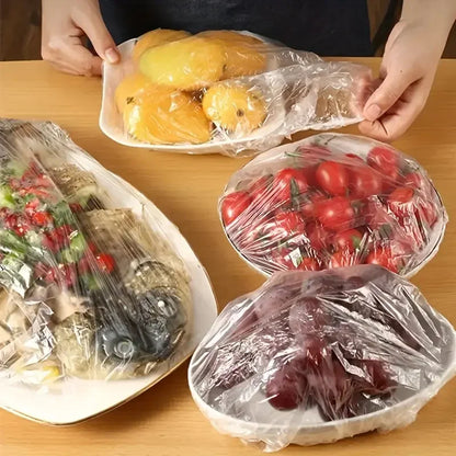 100pcs Disposable Food Covers – Food-Grade Plastic Wrap Bowls Fresh-Keeping Storage Bags for Kitchen Use