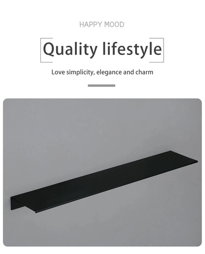Matte Black Wall-Mounted Shelf – Modern Bathroom & Kitchen Storage Rack (30-50cm) – Shower Organizer Wholesale Promotion