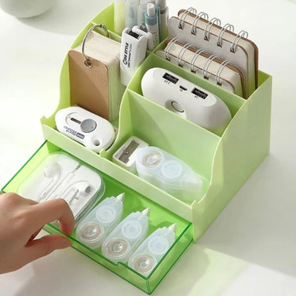 Multi-Purpose Desktop Organizer with Drawer – Large Capacity Storage Box for Pens, Stationery, Cosmetics & Lipsticks