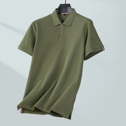 Men's Premium 100% Cotton Polo T-Shirt – Solid Color, Breathable, Comfortable, Business Casual Short Sleeve Golf Tee