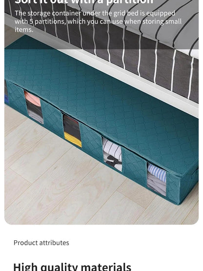Foldable Underbed Storage Organizer with Large Adjustable Compartments for Clothes, Shoes, Blankets, and Toys